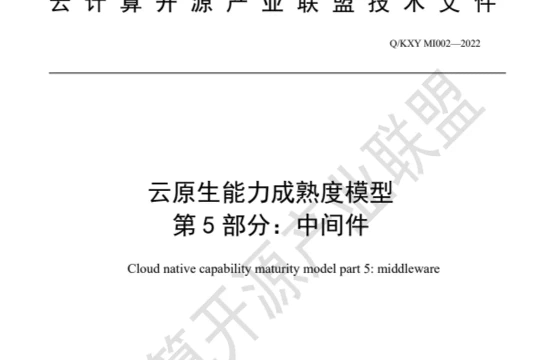 云原生能力成熟度模型 第5部分:中间件 -联盟版本